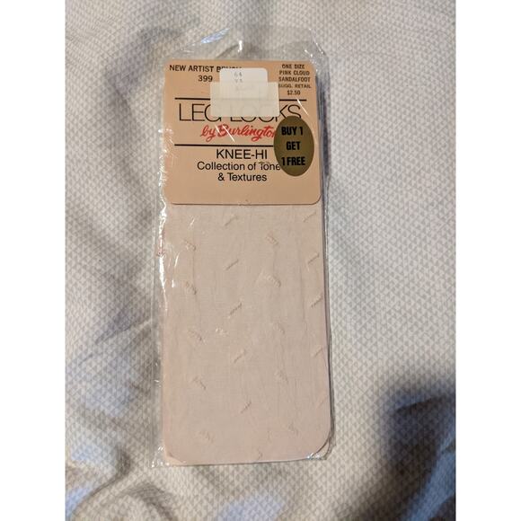 Vintage Knee High Nylon Stockings Leg Looks Burlington Knee-Hi Sandalfoot Pink - Picture 1 of 2